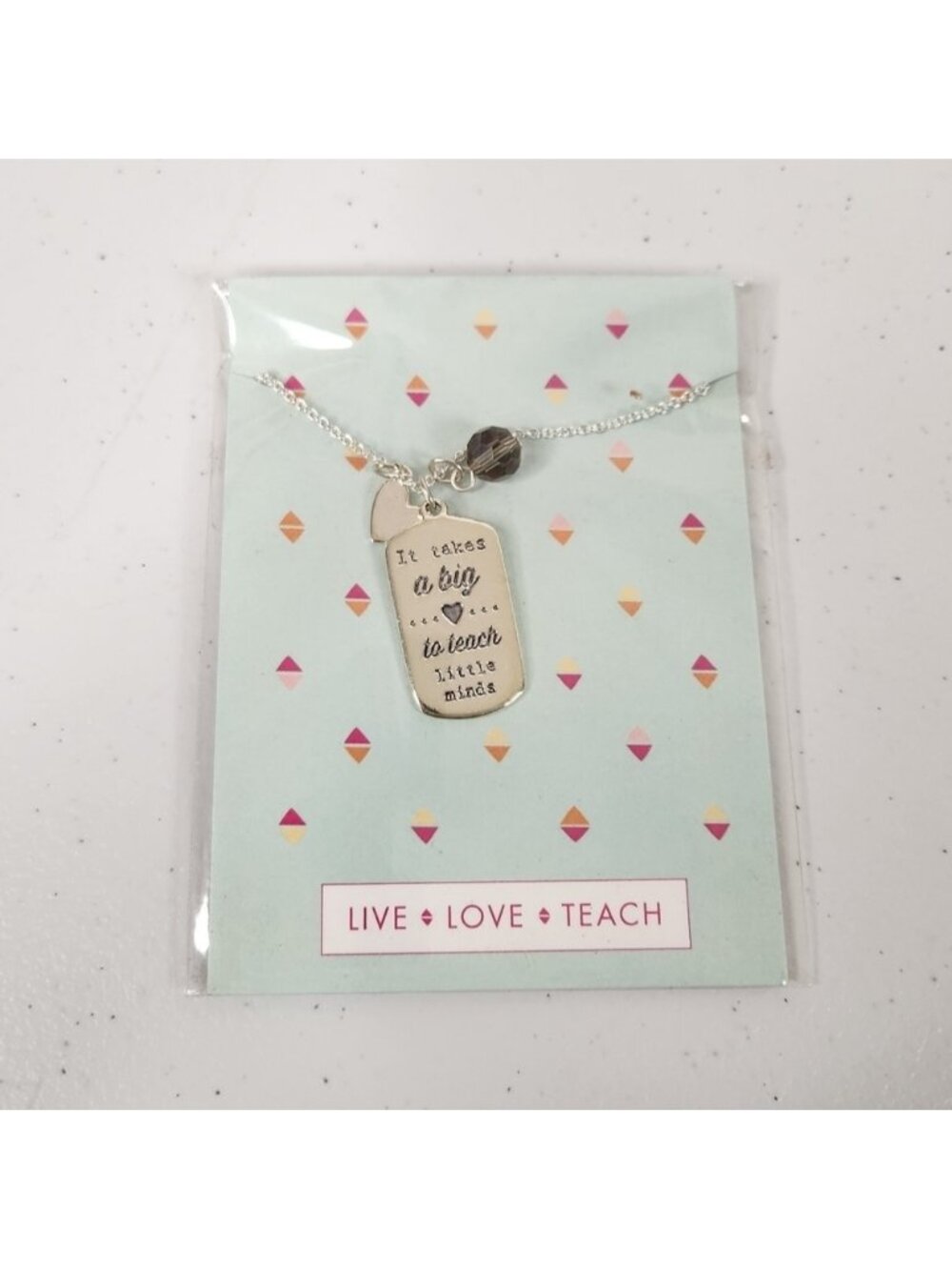 Hallmark Teach Gift Charm Necklace Jewlery New Gift Silver Tone Live Love Teach